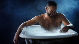 A man bathing